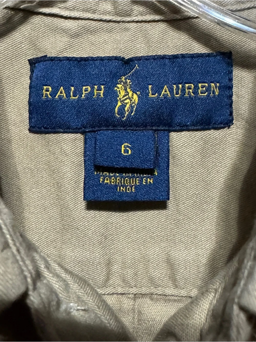 Polo Ralph Lauren Boys Size 6 Khaki Cotton Long Sleeve Button Down Shirt